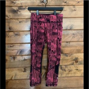 Lululemon Down Pour Electric Coral Black Pace Rival Crop Legging